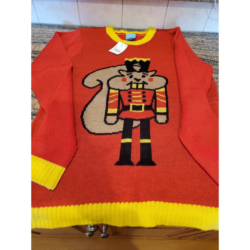 Norther Pole Womens Small Ugly Christmas Sweater Squirrel Nutcracker Pullover